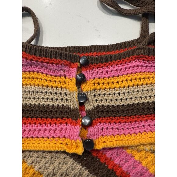 Urban Outfitters Crochet Crop Top Women’s Size Small Colorful Handkerchief Hem - Picture 6 of 10